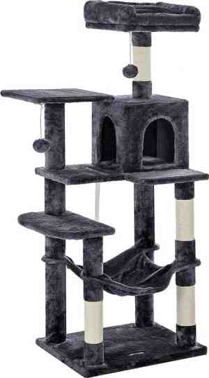 Foto: Krabpaal met hangmat voor meerdere katten kattenboom rookgrijs