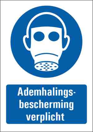Foto: Ademhalingsbescherming verplicht sticker met tekst m017 210 x 297 mm
