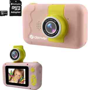 Foto: Denver kindercamera incl 32 gb sd kaart 2 in 1 camera flip lens voor selfies 40 mp speelgoed fototoestel kca 1350 roze