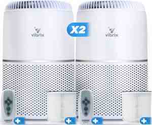 Foto: 2 x vibrix vortex20 luchtreiniger 2 afstandsbedieningen   geschikt voor 1 m tot wel 70 m   automatische stand 6 in 1 hepa filtersysteem   luchtkwaliteitsindicator   ionisator   luchtfilter   air purifier met hepa filter
