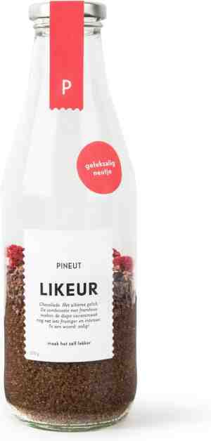 Foto: Pineut likeur chocola   likeurfles 750 ml   gelukzalig neutje   chocolade cadeau   cocktail maken   chocolade frambozen   likeurdrank jenever of wodka   diy pakket   feestelijk gezellig genieten