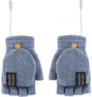 Foto: Gratyfied verwarmde handschoenen elektrische heren winter met verwarming wanten voor dames en one size usb oplaadbaar lichtblauw