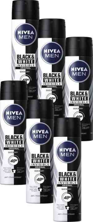 Foto: Nivea men invisible for black white power   deodorant spray   6 x 150 ml   voordeelverpakking