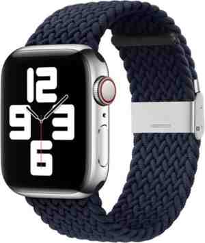 Foto: By qubix braided bandje donkerblauw geschikt voor apple watch 38 mm 40 41 compatible smartwatchbandje nylon