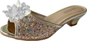 Foto: Elsa prinsessen slipper schoenen goud glitter met hakje maat 29 binnenmaat 18 5 cm bij jurk verkleedkleding