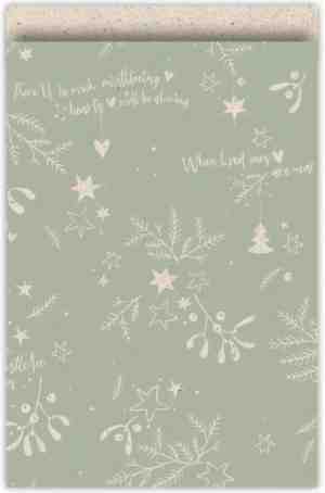 Foto: Cadeauzakjes mistletoe kisses kerst grasspaper salie 17 x 25 cm zakjes met contrasterende binnenkant 10 stuks