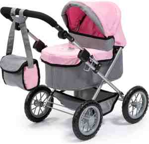 Foto: Bayer   poppenwagen trendy   grijs en roze 13008aa