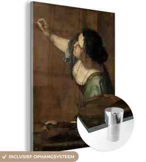 Foto: Muchowow glasschilderij zelfportret als allegorie van de schilderkunst schilderij van artemisia gentileschi 90x120 cm acrylglas schilderijen foto op glas