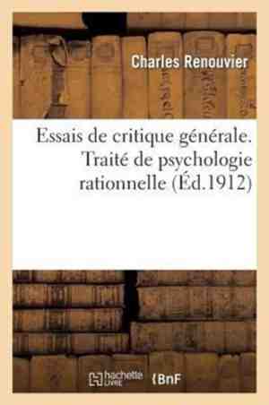 Foto: Essais de critique generale traite de psychologie rationnelle d apres les principes du criticisme