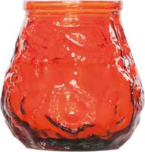 Foto: 1 x oranje mini lowboy tafelkaarsen 7 cm 17 branduren kaars in glazen houder horeca tafel bistro kaarsen tafeldecoratie tuinkaarsen