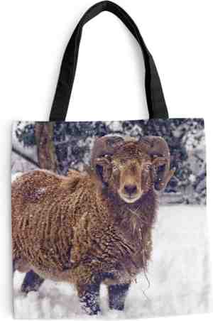 Foto: Schoudertas strandtas shopper ram bruin sneeuw 45x45 cm katoenen tas