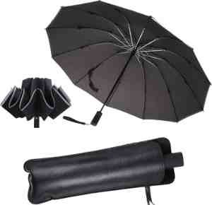 Foto: Stormparaplu   opvouwbaar   105 cm   paraplu   automatisch in en uit klapbaar   stormbestendig tot 140 kmh   luxe beschermhoes