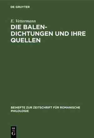 Foto: Beihefte zur zeitschrift f r romanische philologie die balen dichtungen und ihre quellen