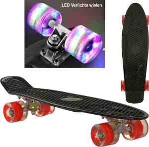 Foto: Sajan   skateboard   led   penny board   zwart rood   22 5 inch   56cm   skateboard met verlichting   diverse kleuren