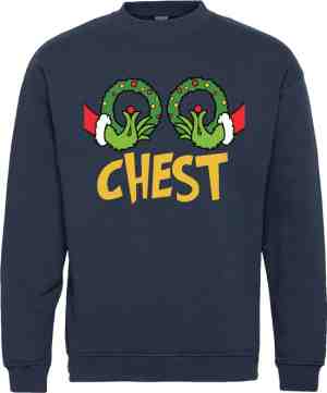 Foto: Kersttrui chest grinch christmas balls tits foute kersttrui dames kerstcadeau navy maat 3xl