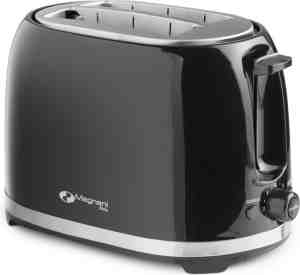 Foto: Magnani broodrooster   toaster   zwart en rvs   2 brede sleuven   met kruimellade   opwarmfunctie   ontdooifunctie   850 w