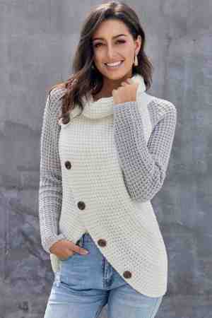 Foto: Trui sweater dames met col grijs talya maat m