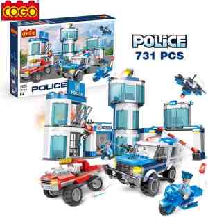 Foto: Cogo politie politiebureau set constructie speelgoed 600 bouwstenen