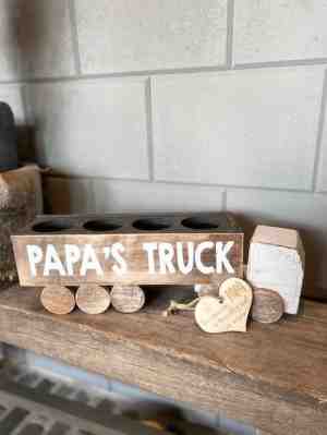 Foto: Papas truck houten hartje de stoerste papa vrachtwagen bier vaderdag cadeau opa verjaardag