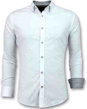 Foto: Italiaanse blouse heren   slim fit overhemden   3034   wit