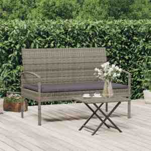 Foto: Vidaxl tuinbank met kussen 105 cm poly rattan grijs