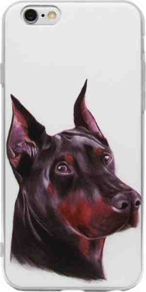 Foto: Adel siliconen back cover softcase hoesje geschikt voor iphone 6s plus   dobermann pinscher hond