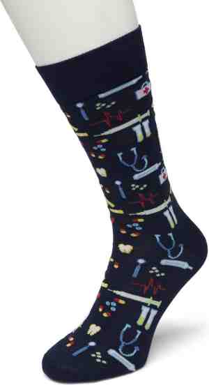 Foto: Bonnie doon dames sokken met dokters print maat 36 42 donker blauw thema sokken ziekenhuis dokter cadeau sokken zacht katoen met gladde teennaad comfortabel perfect cadeau navy bd041123