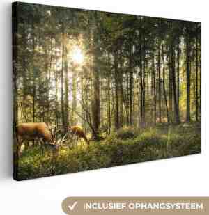 Foto: Canvas schilderij   herten in het bos 120x80   kamer decoratie accessoires bomen   schilderijen woonkamer dieren   wanddecoratie hert slaapkamer   muurdecoratie natuur keuken   wanddoek interieur   woondecoratie huis   woonaccessoires