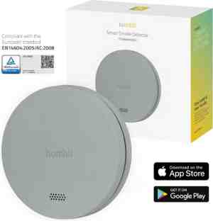 Foto: Hombli slimme rookmelder met magneet   brandmelder   10 jaar batterij   luid alarm   app mobiele meldingen   eenvoudige installatie   grijs