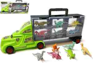 Foto: Dinosaurus vrachtwagen transporter truck 12 in 1 dino set koffer oplegger 38 5cm geweldig cadeau voor kinderen