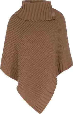 Foto: Knit factory nicky gebreide dames poncho nude one size met opstaande kraag