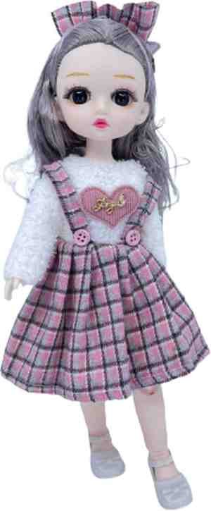 Foto: Anime pop met korte jurk pop voor meisjes 16 cm speelgoed poppenhuis accessoires toys roze met ruitjes