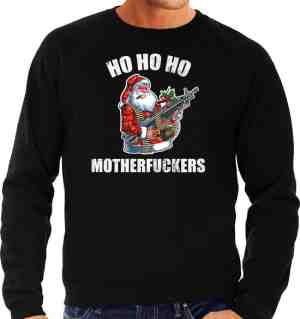 Foto: Hohoho motherfuckers foute kersttrui   zwart   heren   kerstsweaters kerst outfit xl