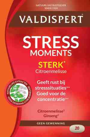 Foto: Valdispert stress moments sterk   citroenmelisse geeft rust bij stresssituaties en ginseng is goed voor de concentratie   20 tabletten