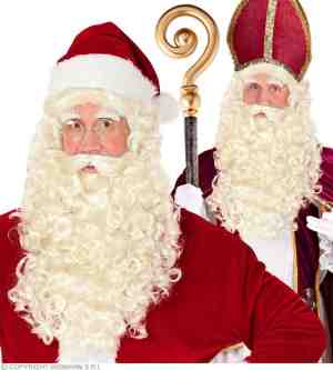 Foto: Sinterklaas kerstman baardstel pruik baard snor en wenkbrauwen