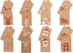 Foto: Kerstcadeau naam labels   cadeaulabels   kerstmis kado gift tags   karton bruin   24 stuks