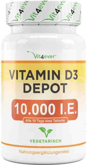 Foto: Vitamine d3 10 000 ie 250 mcg 365 tabletten hoge dosis vegetarisch hoge zuiverheid 10 dagelijkse dosis 1000 i e per dag vit4ever