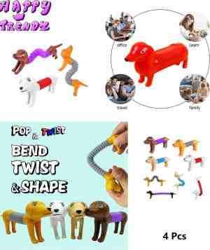 Foto: Happy trendz 4pcs pop tubes spring dog fidget toy sensory stretch dog toys pop tubes sensory toys tubes fidget toys great as gift birthday party favors pre kindergarten stressrelief