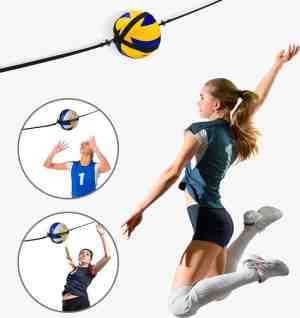 Foto: Volleyball spike trainer volleybal trainingssysteem voor zuil uitrusting trainingshulp verbetert het serveren springen armswing mechanisme en spiking power in zwart