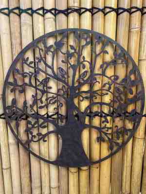 Foto: Levensboom tree of life   wanddecoratie rond industrieel muurdecoratie geroest 100 cm met led verlichting