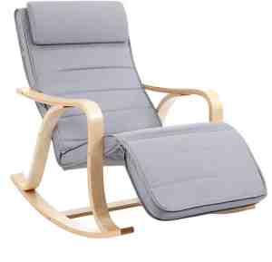 Foto: Nancys schommelstoel   relaxstoel   5 voudig verstelbare kuitsteun   fauteuils   grijs   67 x 125 x 91 cm