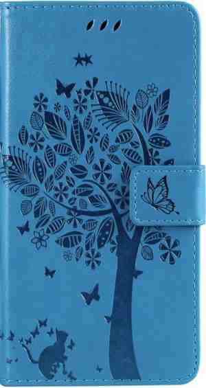 Foto: Samsung galaxy a52 bookcase   blauw   bloemen   portemonnee hoesje