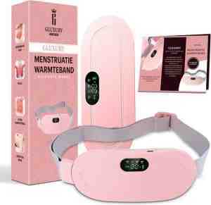Foto: Gluxury menstruatie warmteband   verwarmde menstruatieband   verwarmingsband   3 warmtestanden   massagekussen   triltechnologie   roze