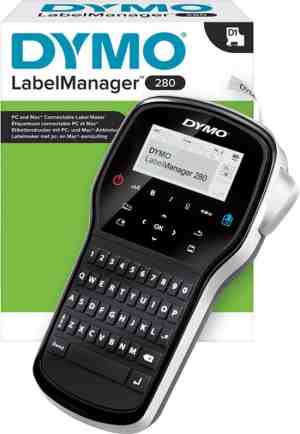 Foto: Dymo labelmanager 280 labelprinter oplaadbare labelmaker met qwerty toetsenbord inclusief zwart wit d1 labeltape 12 mm voor thuis en op kantoor