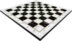 Foto: Houten schaakbord met witte rand maat l 30cm antislip geschikt voor grote schaakstukken marmer print