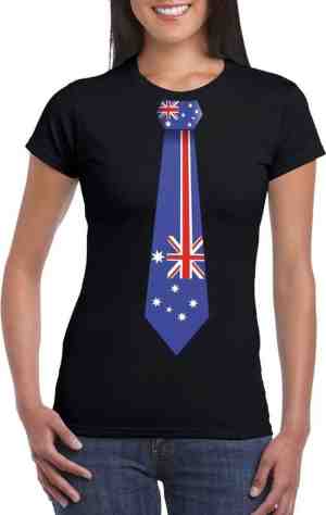 Foto: Zwart t shirt met australie vlag stropdas dames l