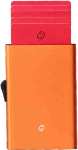 Foto: Anti skim pasjeshouder aluminium pasjesbeschermer anti skim cardprotector uitschuifbare pasjes houder oranje