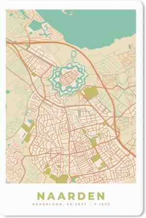 Foto: Muismat   mousepad   kaart   plattegrond   stadskaart   naarden   40x60 cm   muismatten