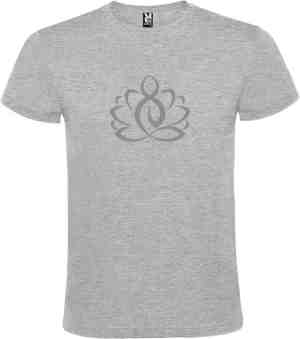 Foto: Grijs t shirt met print van lotusbloem met boeddha print zilver size l
