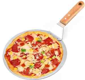 Foto: Luxe pizzaschep voor verse pizza   extra groot   rvs 30cm   grote pizza schep voor oven of bbq barbecue   hout handvat   pizzaspatel voor zelfgemaakte ovenpizza